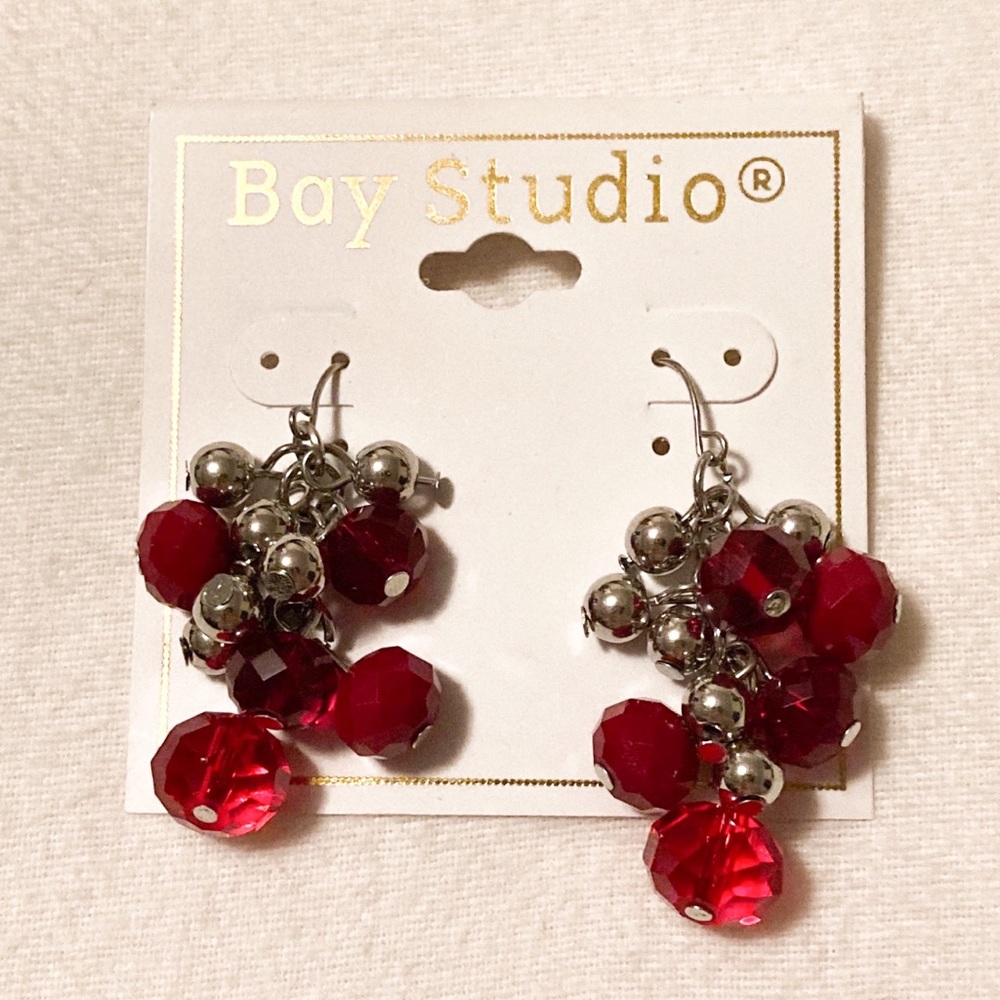 Bay Studio Beaded Dangle Earrings New on Card NWT